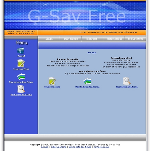 Copie d'écran du script G-Sav - Le Gestionnaires Des Maintenances Informatique